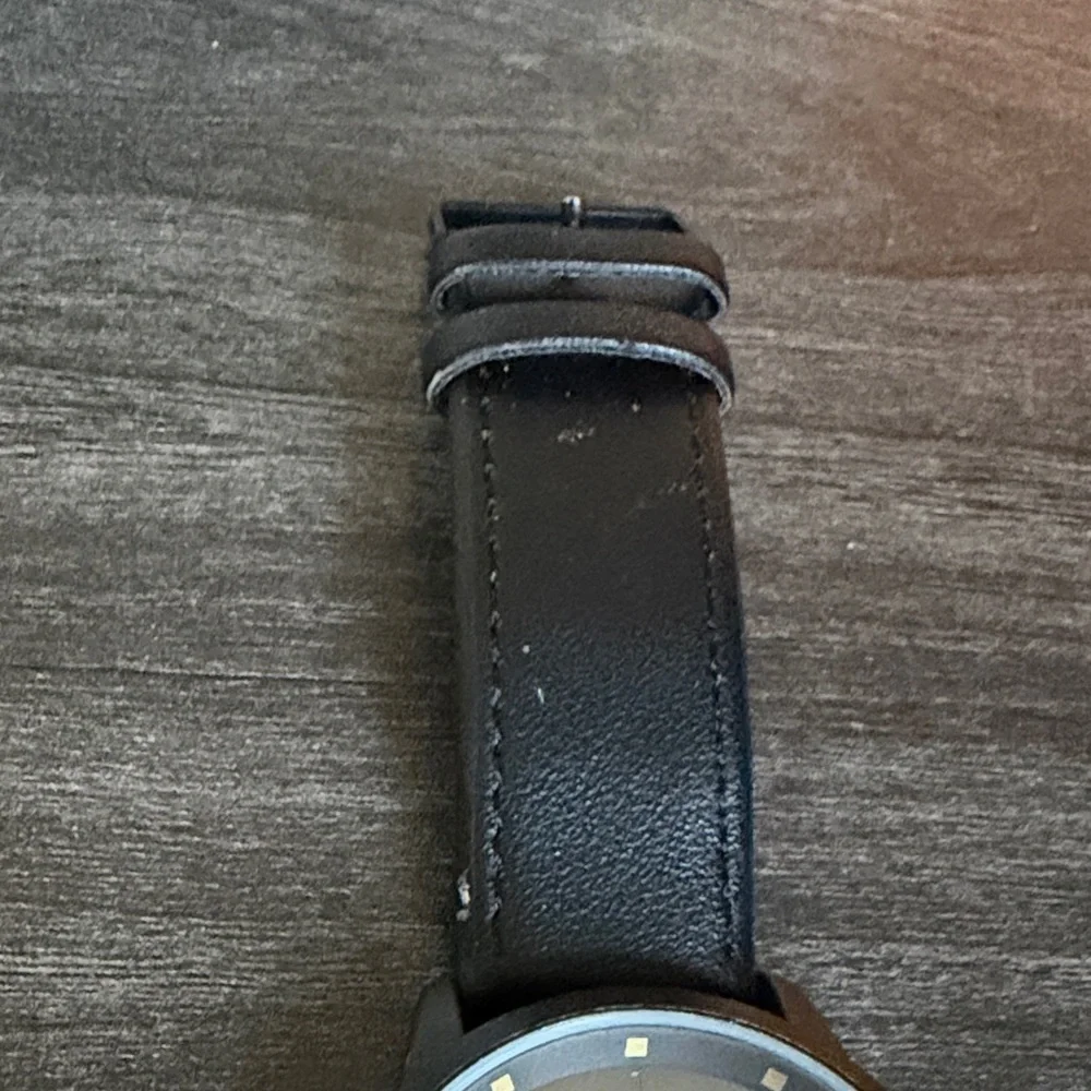 Black Vegan Leather with Gray Face Watch